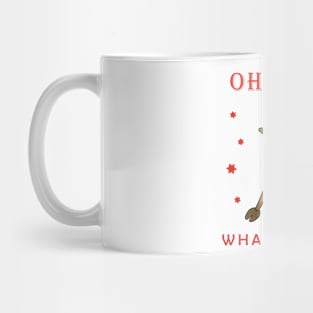 Oh Deer What a Year Funny Reindeer Drawing Mug